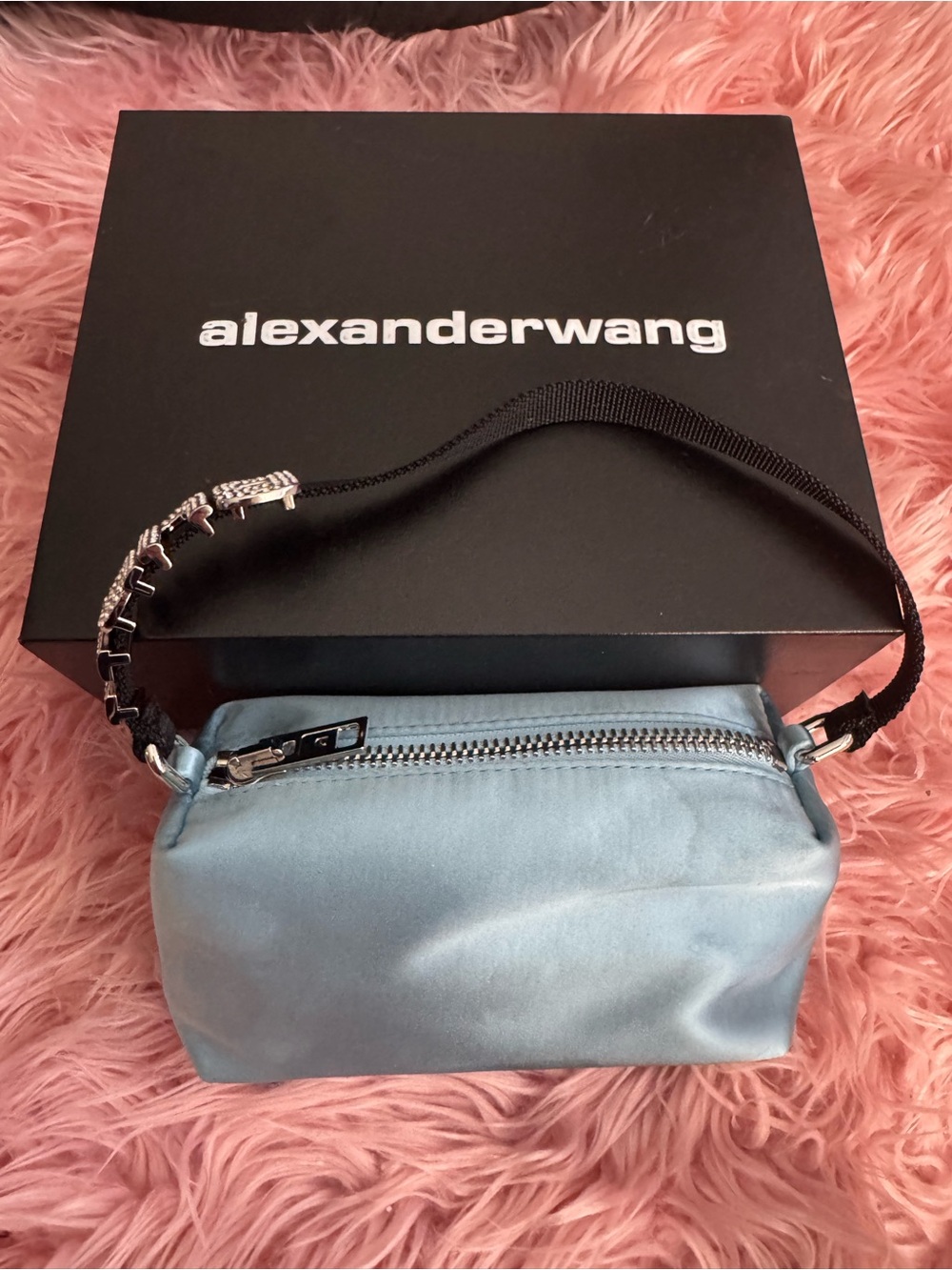 Alexander Wang Satin Powder Blue Mini Shoulder Bag